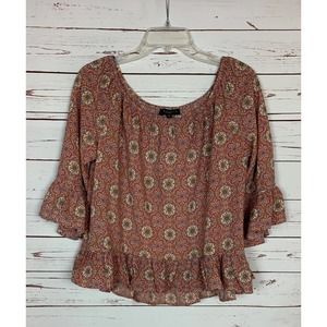 Sanctuary Anthropologie Women's L Large Boho 3/4 Sleeves Cute Top Blouse Shirt
